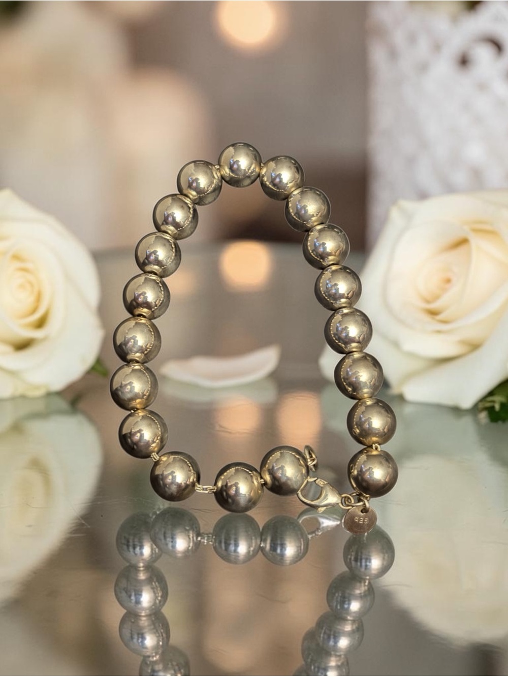 Authentic Tiffany & Co. Sterling Silver 10mm Bead Ball Bracelet 7.5” - Picture 4 of 6